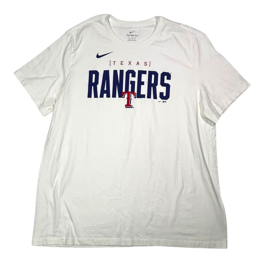 Nike Texas Rangers MLB T-Shirt Mens XXL White Graphic Short Sleeve Crewneck Tee